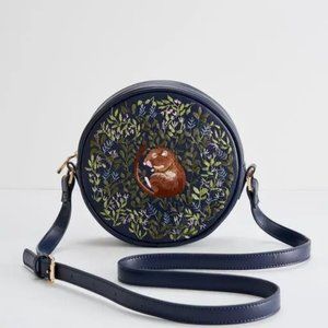 Fable-Chloe Circle Bag Embroidered Dormouse Navy-Made in England!
